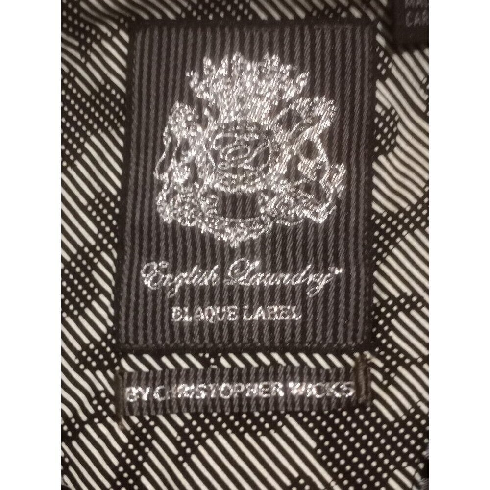 New English Laundry Shirt Mens 3XL Black Label Long Sleeve Button Up Black White - Picture 10 of 15